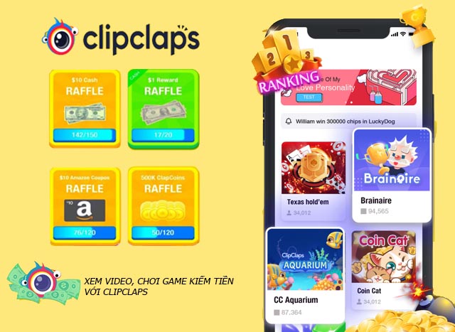 Xem video kiếm tiền online trên ClipClaps
